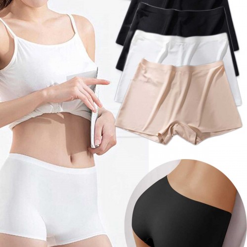 4 Adet Kadın Dikişsiz Görünmez İz Yapmaz Mini Şort Boxer Siyah Beyaz Ten
