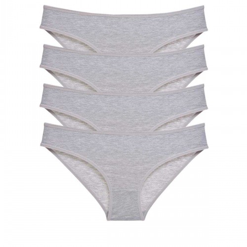 4 adet Süper Eko Set Likralı Kadın Slip Külot Gri
