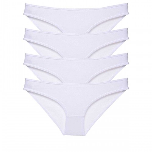 4 adet Süper Eko Set Likralı Kadın Slip Külot Beyaz