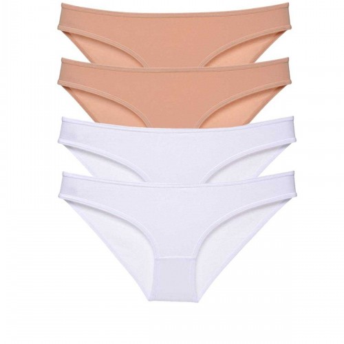 4 adet Süper Eko Set Likralı Kadın Slip Külot Ten Beyaz