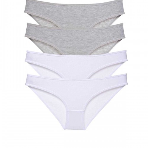4 adet Süper Eko Set Likralı Kadın Slip Külot Gri Beyaz