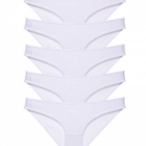 5 adet Süper Eko Set Likralı Kadın Slip Külot Beyaz