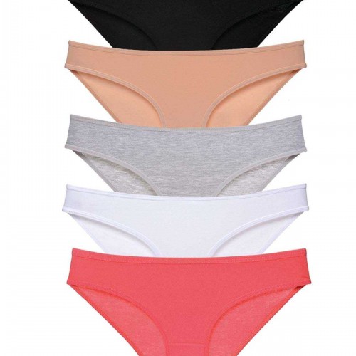 5 adet Süper Eko Set Likralı Kadın Slip Külot Siyah Ten Gri Beyaz Fuşya