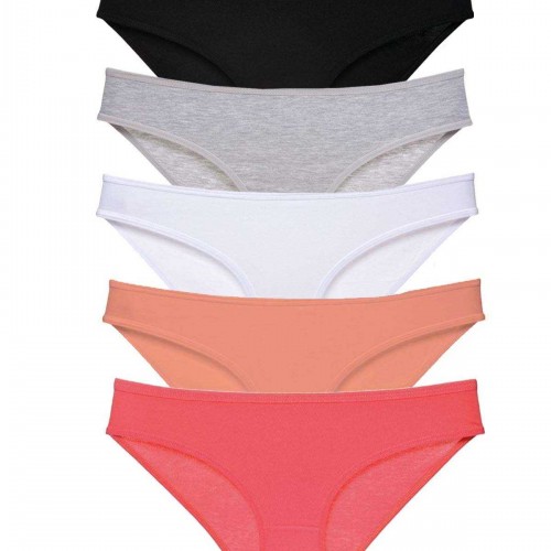 5 adet Süper Eko Set Likralı Kadın Slip Külot Siyah Gri Beyaz Pudra Fuşya
