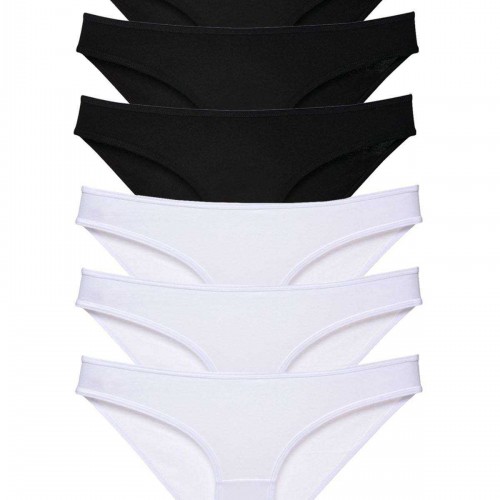 6 adet Eko Set Likralı Kadın Slip Külot Siyah Beyaz
