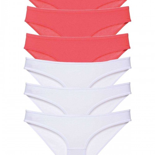 6 adet Eko Set Likralı Kadın Slip Külot Fuşya Beyaz