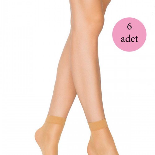 6 Adet Fit 15 Soket Ince Parlak Kısa Çorap Ten