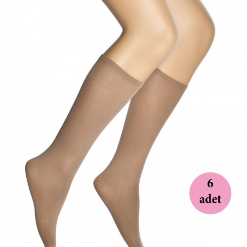 6 Adet Mikro 70 Dizaltı Kadın Çorap Bronz 38