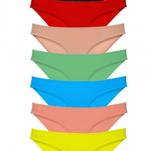7 adet Süper Eko Set Likralı Kadın Slip Külot Çok Renkli