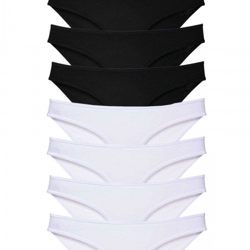8 adet Süper Eko Set Likralı Kadın Slip Külot Siyah Beyaz