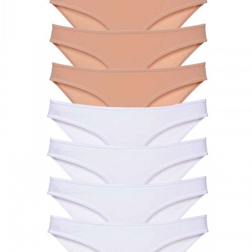 8 adet Süper Eko Set Likralı Kadın Slip Külot Ten Beyaz