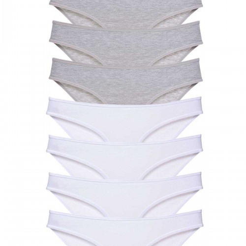 8 adet Süper Eko Set Likralı Kadın Slip Külot Gri Beyaz