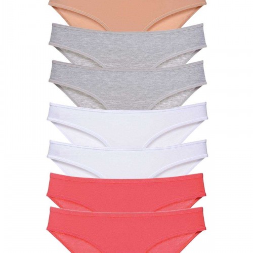 8 adet Süper Eko Set Likralı Kadın Slip Külot Ten Gri Beyaz Fuşya
