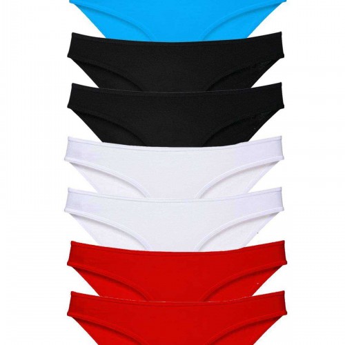 8 adet Süper Eko Set Likralı Kadın Slip Külot Siyah Kırmızı Beyaz Mavi