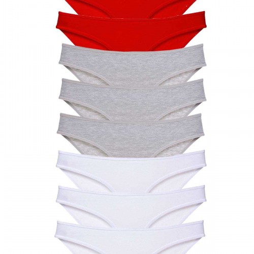9 adet Süper Eko Set Likralı Kadın Slip Külot Kırmızı Gri Beyaz