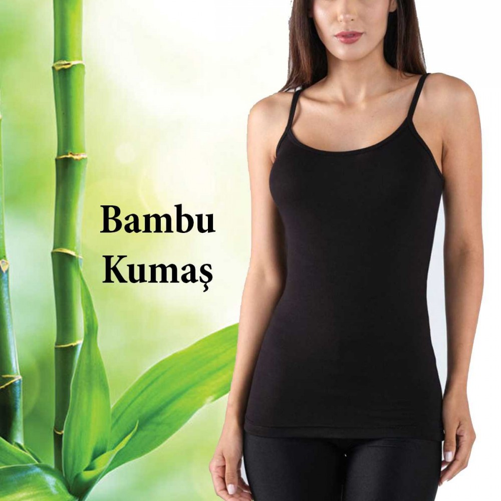 Bambu Kadın Askılı Atlet Siyah