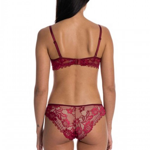 Dolgulu Full Dantelli Sütyen Takımı Bordo