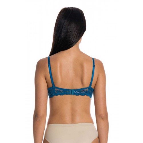 Dolgulu Full Dantelli Sütyen Petrol