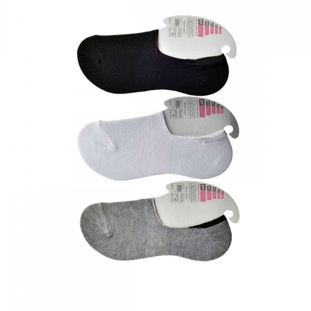 Siyah Gri ve Beyaz Kadın Babet Çorap 12 çift