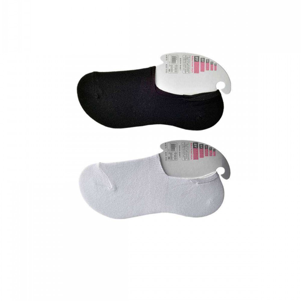 Siyah ve Beyaz Kadın Babet Çorap 12 çift