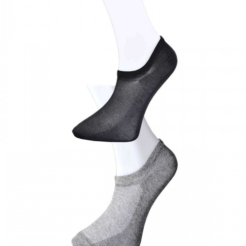 Siyah ve Gri Erkek Görünmez Çorap 6 çift