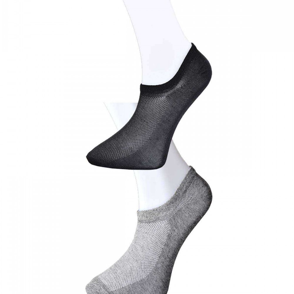 Siyah ve Gri Erkek Görünmez Çorap 12 çift