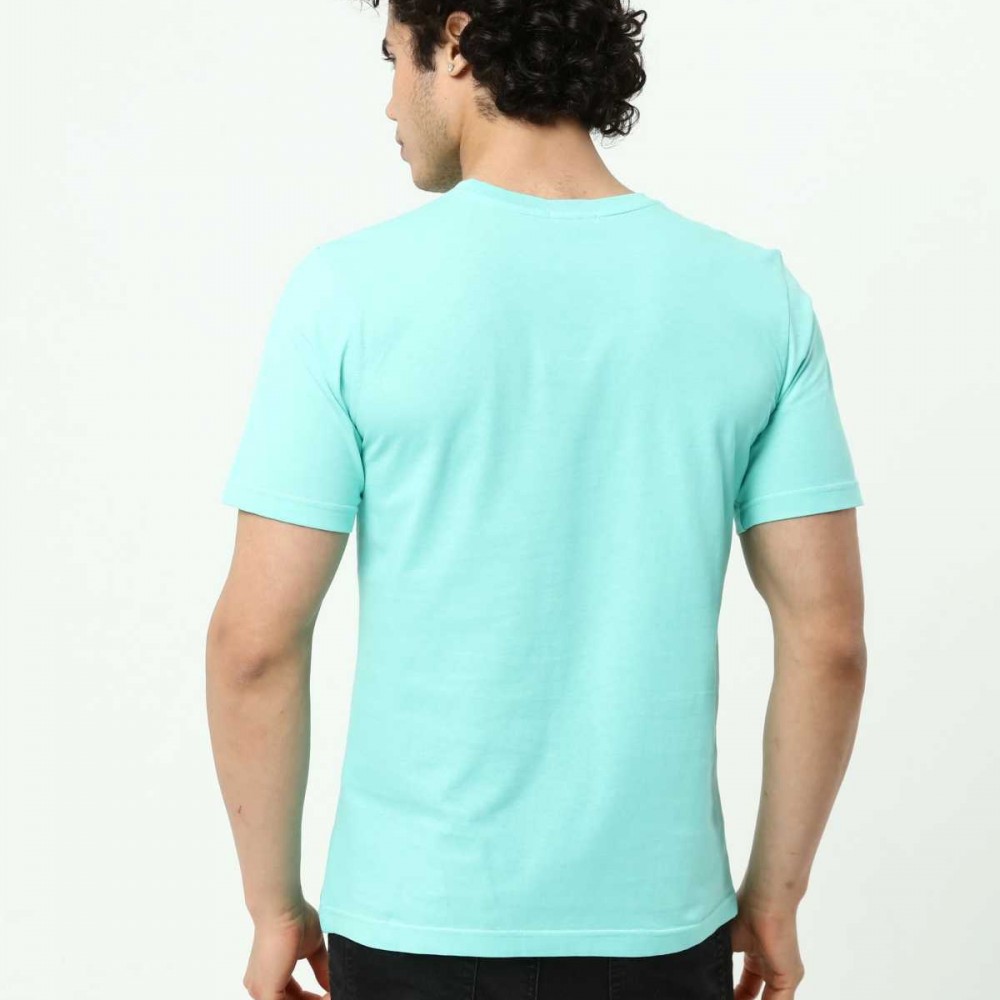 Su Yeşili Erkek Baskılı Oversize T-Shirt