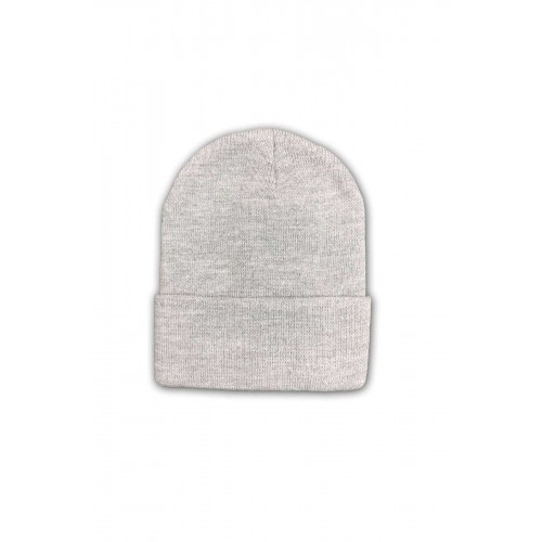 Unisex Basic Düz Katlamalı Bere Gri