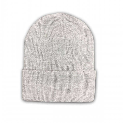 Unisex Basic Düz Katlamalı Bere Gri