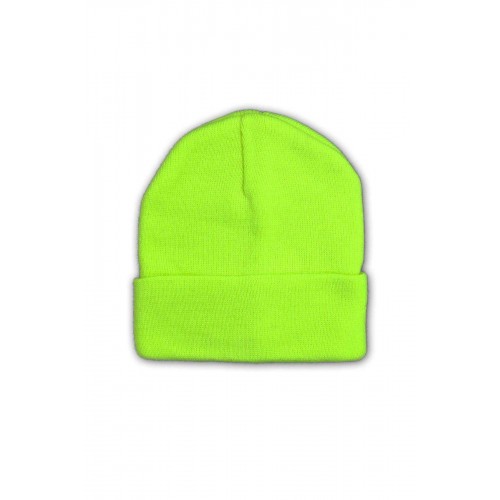 Unisex Basic Düz Katlamalı Bere Neon