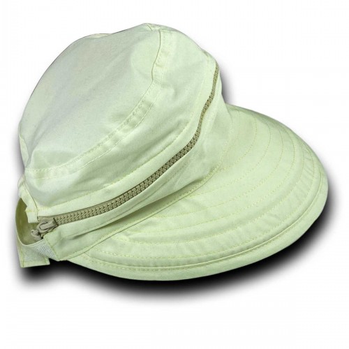 Unisex Fermuarlı Tenis Şapkası Üstten Açılabilir Beyaz