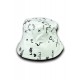 Unisex Kova Şapka Balıkçı Şapka Bucket Hat Desenli Beyaz