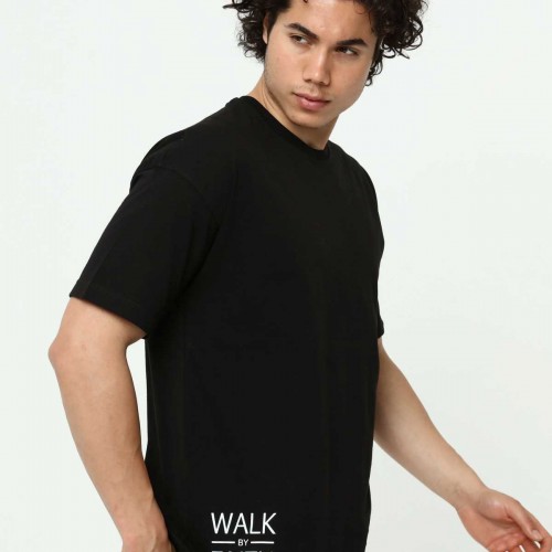 Walk By Faith Baskılı Siyah Erkek Oversize T-Shirt