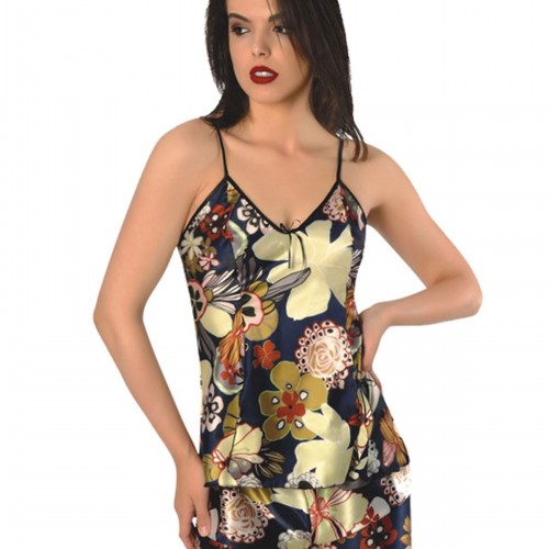 Çiçek Desenli Saten Babydoll Şortlu Takım - 295