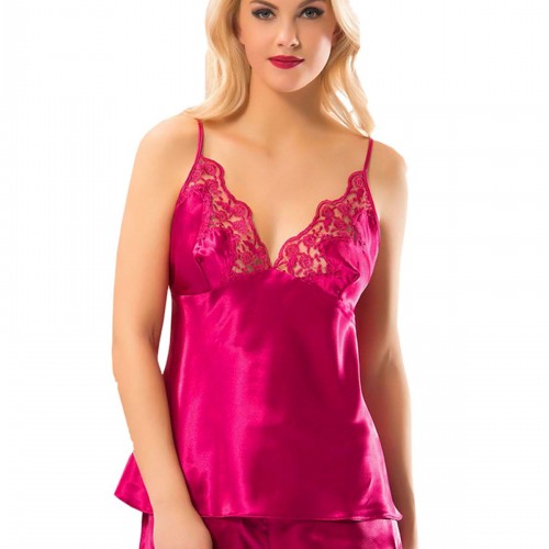 Fuşya Saten Babydoll Şortlu Takım - 297