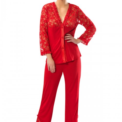 Kırmızı Penye Pijama Takımı - 1570