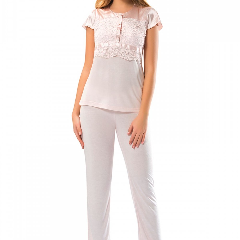Pudra Penye Pijama Takımı - 1607 Pudra Penye Pijama Takımı - 1607