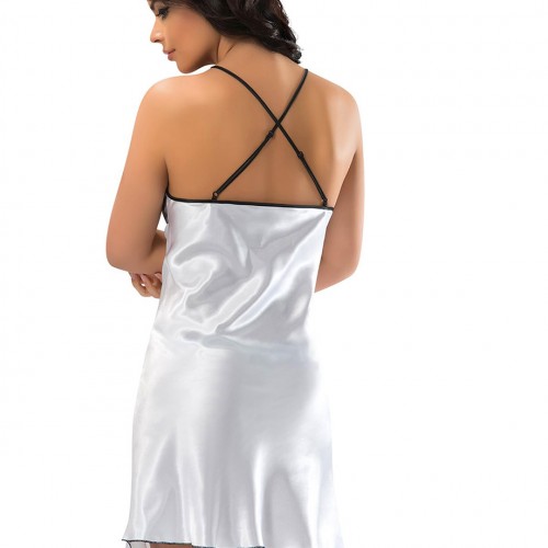 Sistina 376 Dantelli Saten Beyaz Gecelik
