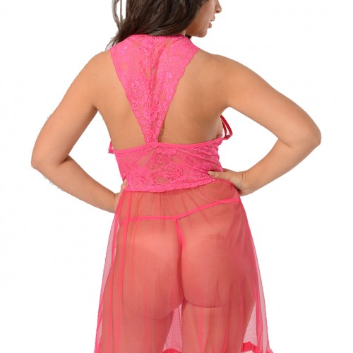 Sistina 683 Dantelli Fantazi Pembe Gecelik