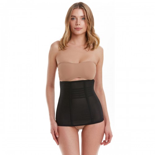 Çelik Balenli Tül Bel Korse / Siyah