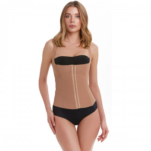 Çelik Balenli Askılı Yelek Korse / Ten