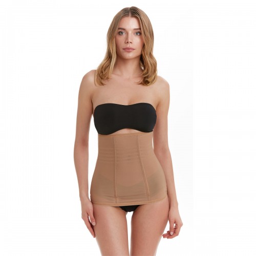 Çelik Balenli Tül Bel Korse / Ten