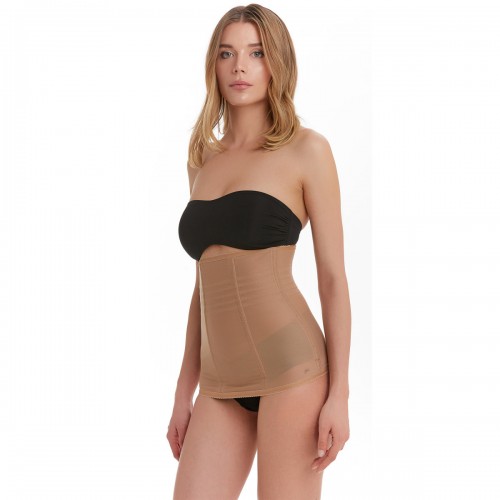 Çelik Balenli Tül Bel Korse / Ten