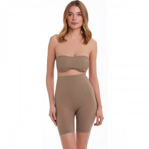 Çift Kat Uzun Paçalı Korse / Tüm Gün Giyilebilir / Vizon