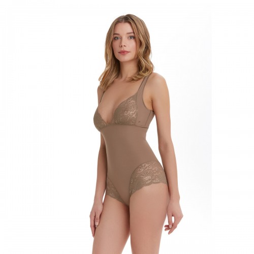 Dantelli Vücut Korse / Tüm Gün Giyilebilir / Vizon