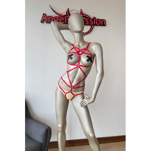 Ağ Bölgesi Açık Elastik Fantezi Harness