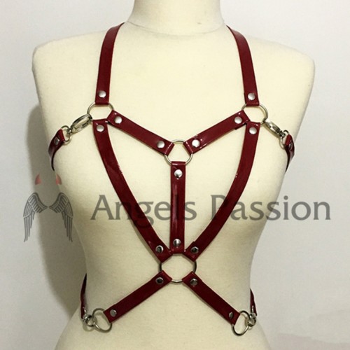 Göğsü Üçgen Detaylı Bordo Harness