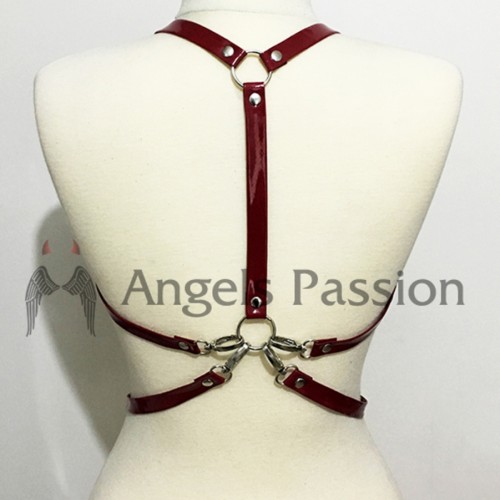 Göğsü Üçgen Detaylı Bordo Harness