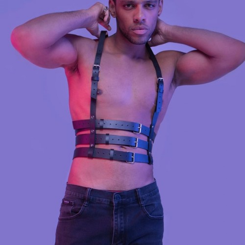Seksi Erkek Dansçı Kostümü Deri Harness - APFTM17