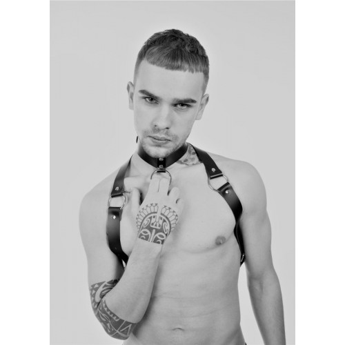 Tasmalı Seksi Deri Erkek Harness - APFTM35